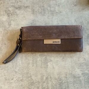 Calvin Klein brown leather clutch